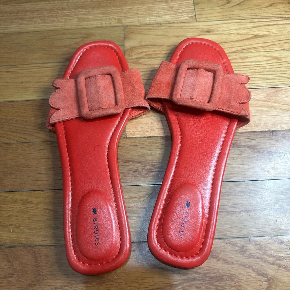 Birdies Kiwi Slide In‎ Red Suede Sandal 9.5
